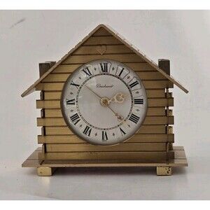 Bucherer Swiss Chalet Music Box Musical Alarm Clock Happy Wanderer